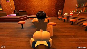 Intensely fucking slut's big ass with monster cock in bar POV.