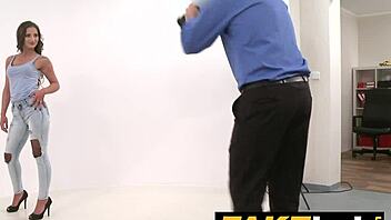 The girl with a stunning body was deceived by the fake agent on casting