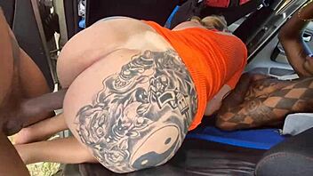 teen 18+ blonde nerd gets assfucked by interracial pornstar in the woods