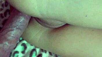 i watch this tight body get fingered and fucked hard with dildo before anal creampie, her big fake tits bouncing wildly