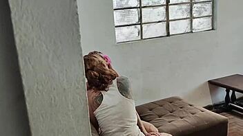 Girls having fun while boyfriends are out, showing big asses and wet pussies