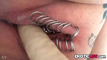 hey, watch me toy my pierced pussy. this horny babe’s homemade play is wild.