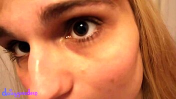 Blonde with dilated eyes uses buttplug for intense masturbation