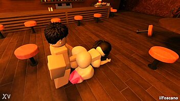 Intensely fucking slut's big ass with monster cock in bar POV.