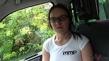 blondie picked up for outdoor doggy pounding with loud moans