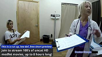 Dr Tampa gives Channy Crossfire a thorough yearly physical with intimate exams.