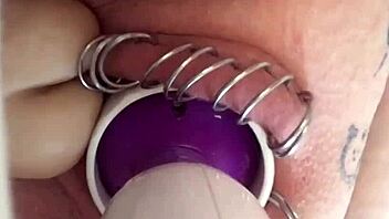 hey, watch me toy my pierced pussy. this horny babe’s homemade play is wild.