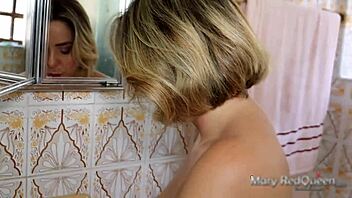 Blonde Babe Gives Ass in Bathroom to Huge Cock with Passion