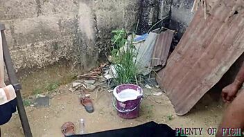 Chubby girl squirting on monster cock in african outdoor fuck 😍