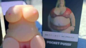 stacxxxs presents sexy lexy morgan using pocket pussy on her big tits and huge ass in cowgirl position