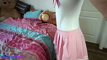 Blonde with dilated eyes uses buttplug for intense masturbation