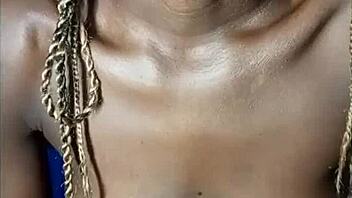 African Teen Shows Phat Lips And Drinks Cum!