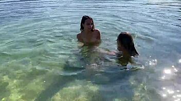 Monika fox and regina moonshine enjoy public fun with licking and tattoos