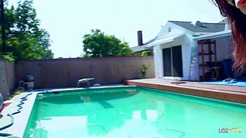 cute teens having fun in swimming pool