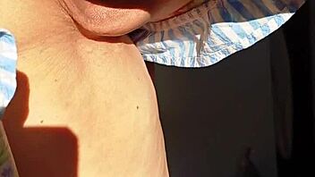 Mature Wife Flashes Huge Pussy Lips Close-Up