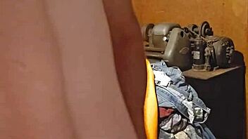 playing with her tits handjob.