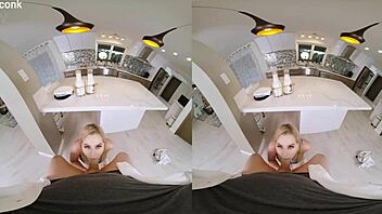 Blonde slut cheats in VR with milkman! 😈