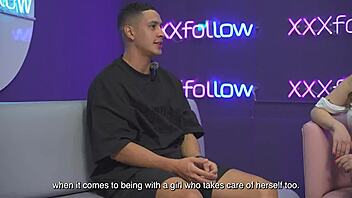 hot interview ends in wild threesome latina milf subdued by maxx betancur and mercilessly kissed by the presenter?