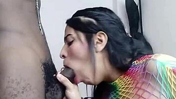 We heat up, she sucks my big black cock, gets penetrated everywhere, ends with anal