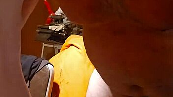 playing with her tits handjob.