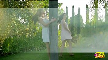 Naughty angels kissing and eating pussies outdoors