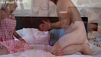 Blonde barbie rims and fucks muscular hunk guy in gay sex.