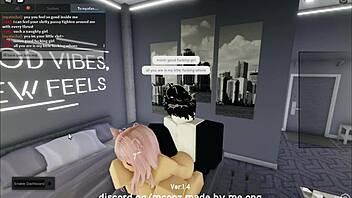 in roblox condo, bending over cute catgirl for doggystyle sex and blowjob
