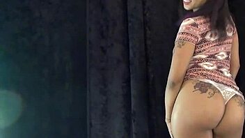 Petite black babe with big natural tits in casting interview introduction