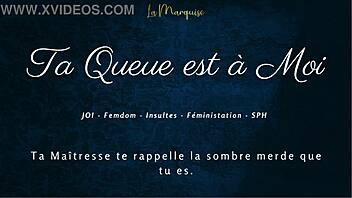 your cock is mine, stroke it now, french femdom commands