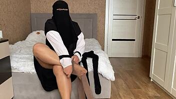 Helped hot arab milf stepmom choose tights for monster cock sex