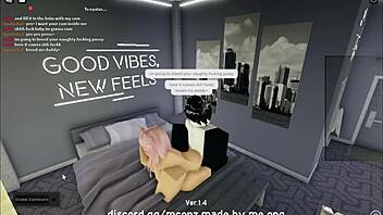 in roblox condo, bending over cute catgirl for doggystyle sex and blowjob