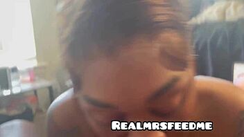 Look at this brunette neighbor with her ghetto booty getting bent over and choked while sucking cock!