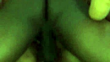 BBW stepmother masturbates on bed with big cock