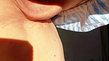 Mature Wife Flashes Huge Pussy Lips Close-Up