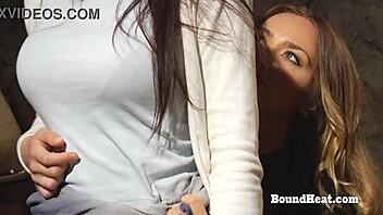 mistress punishes slave with strapon in bondage scene