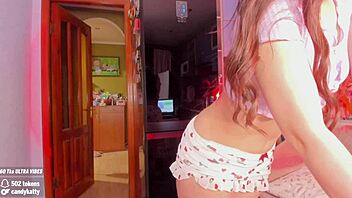 sweety rinushka's webcam show contrasts her big ass with toys in panties.