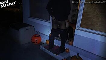 Masked Vampires Kiss in Doggystyle with Big Black Cock on Halloween.