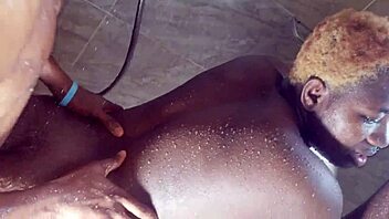 European couple enjoys rough shower sex