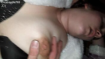 young wife in stockings enjoys intimate moment