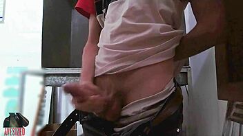 girl masturbates in shop backroom