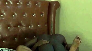 BBW stepmother masturbates on bed with big cock