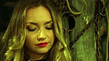 Pale white big boobs lesbian slave moans from fingering