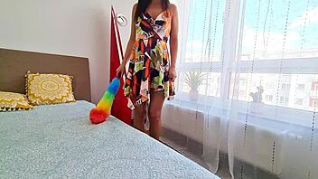 after months of tension, i finally bent over my hot latina maid and fucked her doggystyle