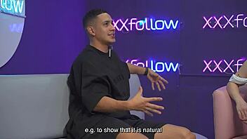 hot interview ends in wild threesome latina milf subdued by maxx betancur and mercilessly kissed by the presenter?