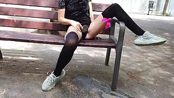 crazy squirt outdoors public masturbation