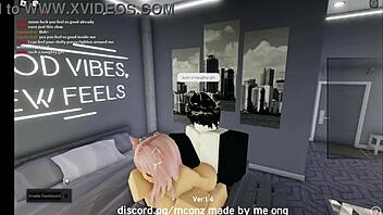 in roblox condo, bending over cute catgirl for doggystyle sex and blowjob