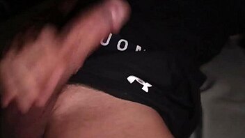 hot guy jerks off big cock in tight workout clothes with moaning on bed