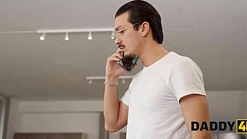 Blonde bimbo rides daddy in cowgirl position