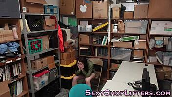 brunette teen thief with small tits caught