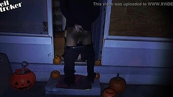 Masked Vampires Kiss in Doggystyle with Big Black Cock on Halloween.